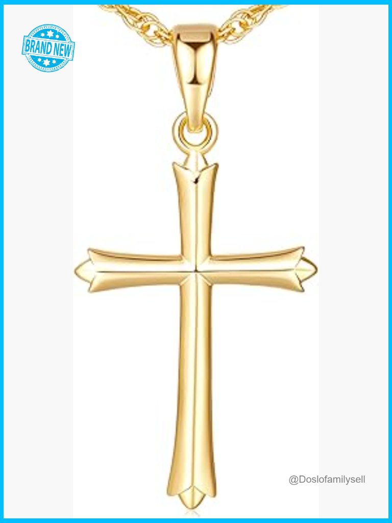 14k Gold Cross Pendant Necklace Minimalist Faith Symbol Elegant Everyday Wear